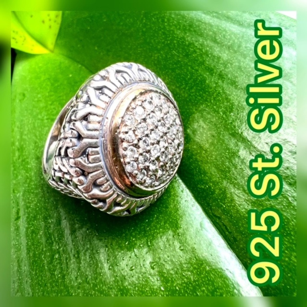 NATURAL DIAMOND & 925 STERLING SILVER UNISEX STATMENT RING JEWELRY